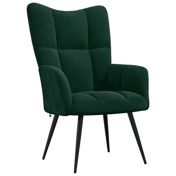 vidaXL Relaxing Chair Dark Green Velvet (100% polyester), steel Medium