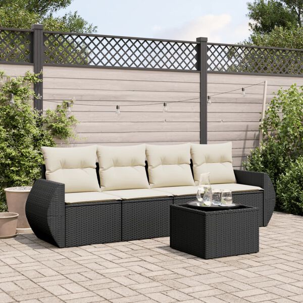 vidaXL Garden Sofa Set Black, Cream White