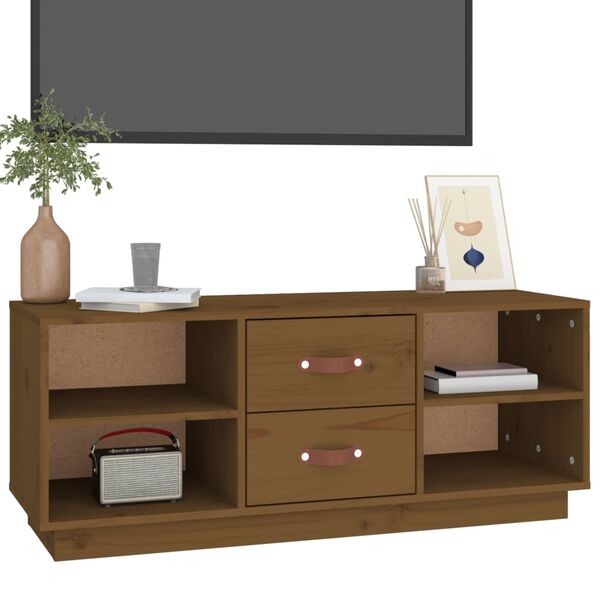 vidaXL TV Cabinet Honey Brown Solid Pine Wood Medium TV Cabinet