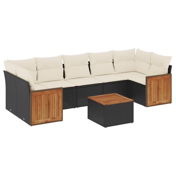 vidaXL Garden Sofa Set Black, Cream White