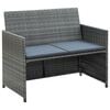 vidaXL 2-seater Sofa Gray PE rattan 2-Seater Light Weight
