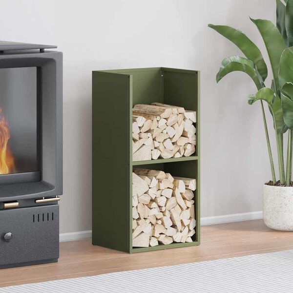 vidaXL Firewood Rack Olive Green 15.7x11.8x31.5" Cold-rolled steel