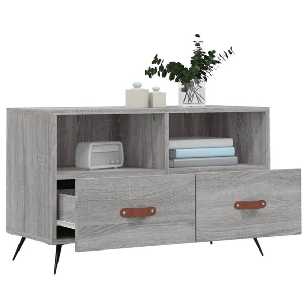 vidaXL TV Cabinet Grey Sonoma Engineered Wood, Iron Standard TV Cabinet