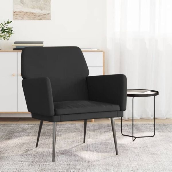 vidaXL Armchair Black Velvet, Metal, Plywood Standard Ergonomic