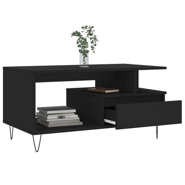 vidaXL Coffee Table Black Engineered Wood and Metal