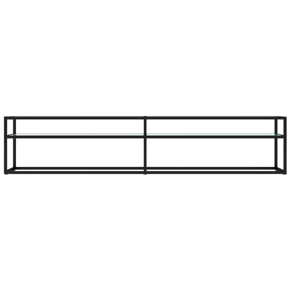 vidaXL TV Cabinet White Marble Tempered Glass, Powder-Coated Steel Large