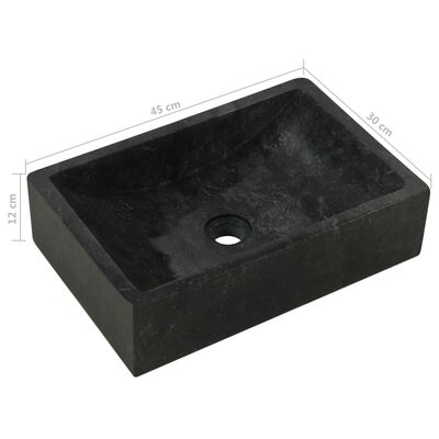 vidaXL Sink 17.7"x11.8"x4.7" Marble High Gloss Black
