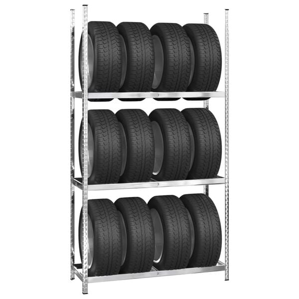 vidaXL 3-Layer Tire Racks 3 pcs Silver 43.3"x15.7"x78.7" Steel