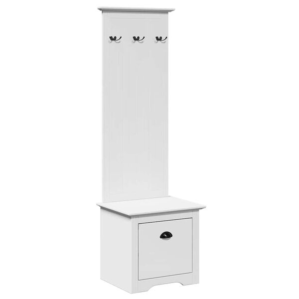 vidaXL Hallway Cabinet White Solid Pinewood, Engineered Wood, Metal Medium