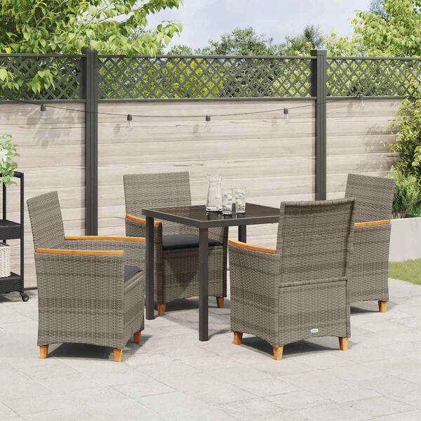 vidaXL Garden Dining Set 5 pcs Gray poly rattan