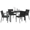 vidaXL Garden Dining Set 5 pcs Black Poly rattan