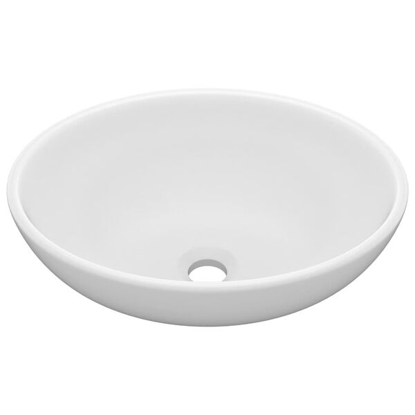 vidaXL Luxury Basin Oval-shaped Matt White 15.7x13.0" Ceramic