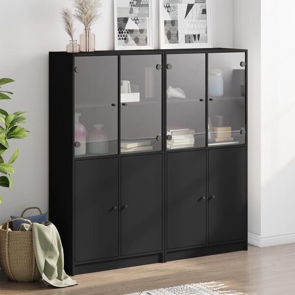 vidaXL Bookcase Black Engineered wood Large Bookcase Rectangular