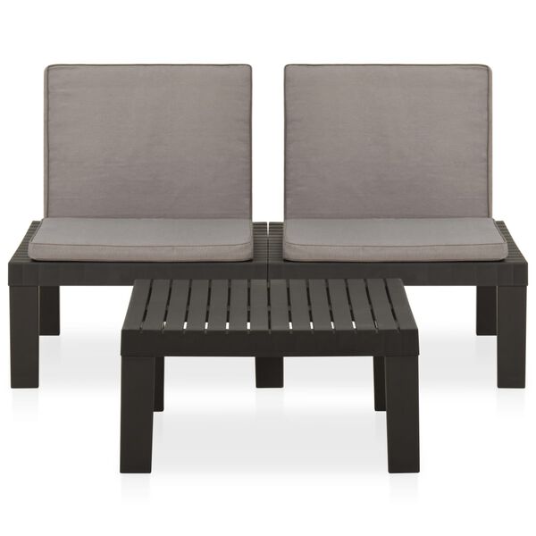 vidaXL Garden Lounge Set Grey Plastic Medium Durable Garden Lounge Set