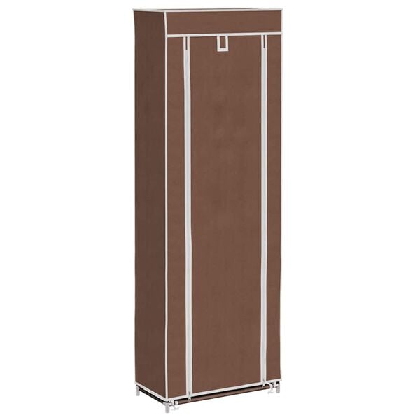 vidaXL Shoe Rack Brown Powder-coated steel, non-woven fabric