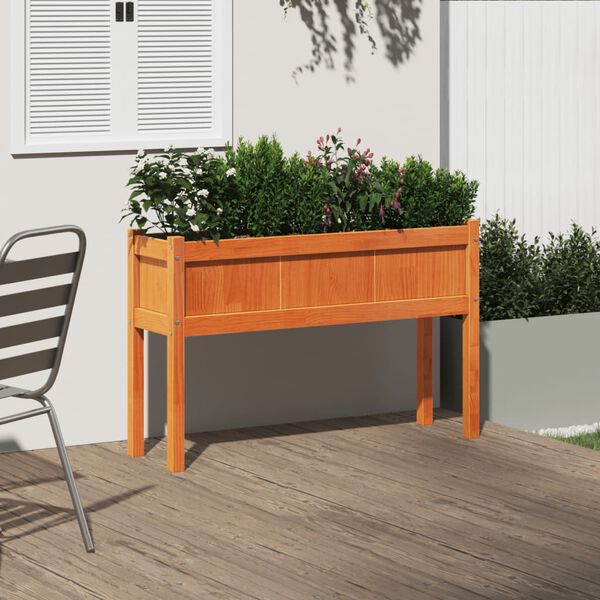 vidaXL Garden Planter Wax Brown Solid Pine Wood Medium