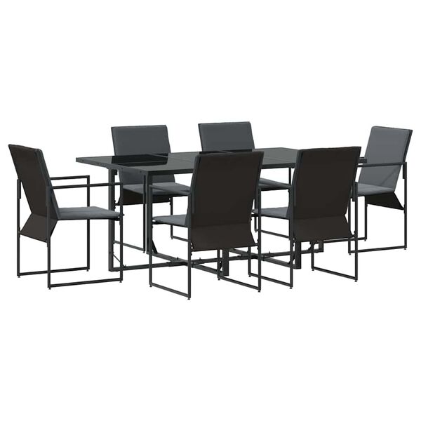 vidaXL Garden Dining Set 7 pcs Black Steel