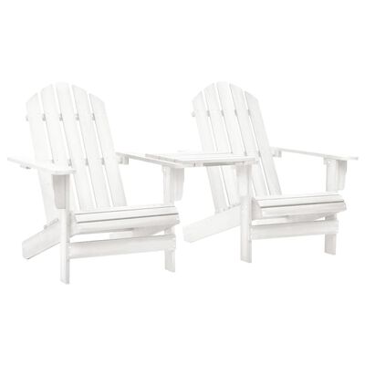 vidaXL Patio Adirondack Chairs with Tea Table Solid Fir Wood White