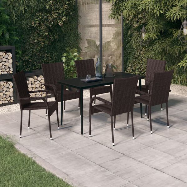 vidaXL Garden Dining Set Brown and black