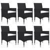 vidaXL Dining Set Black chairs with cream cushions and wooden table