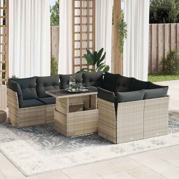 vidaXL Garden Sofa Set Light grey, Dark grey