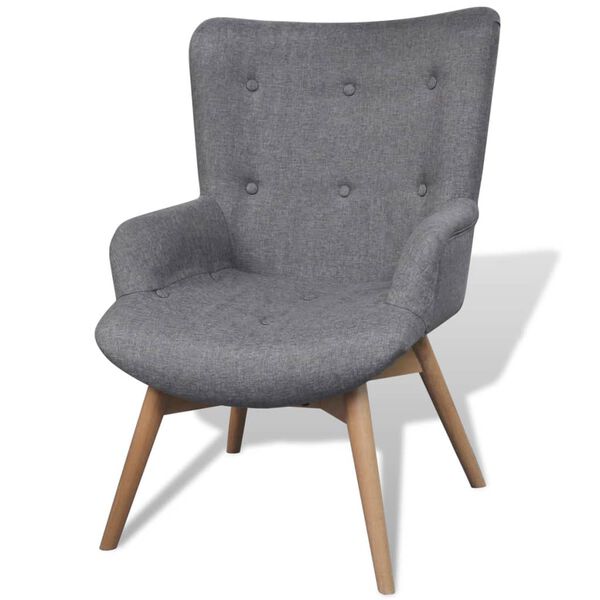 vidaXL Armchair Grey Polyester Medium Durable Armchair Rectangular
