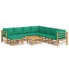 vidaXL Garden Lounge Set Green Bamboo, Fabric (100% polyester) 9 Piece Set