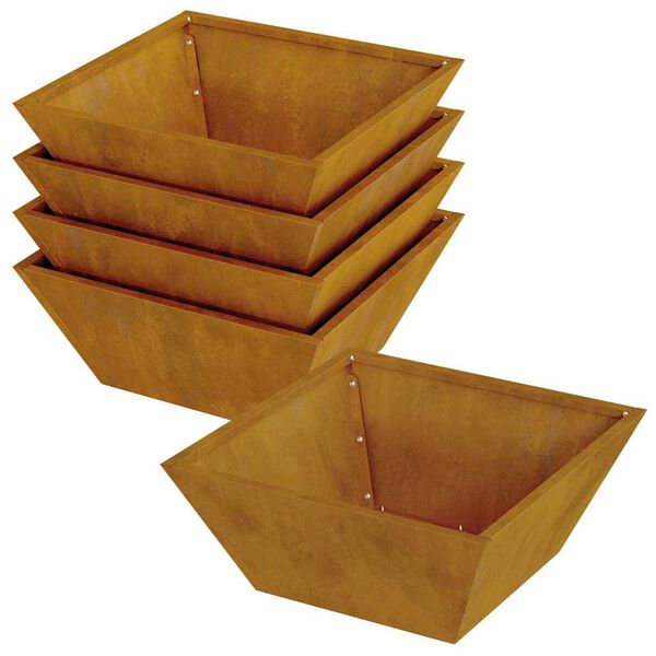 vidaXL Garden Planter 5 pcs Rusty 15.75 x 15.75 x 5.91 in