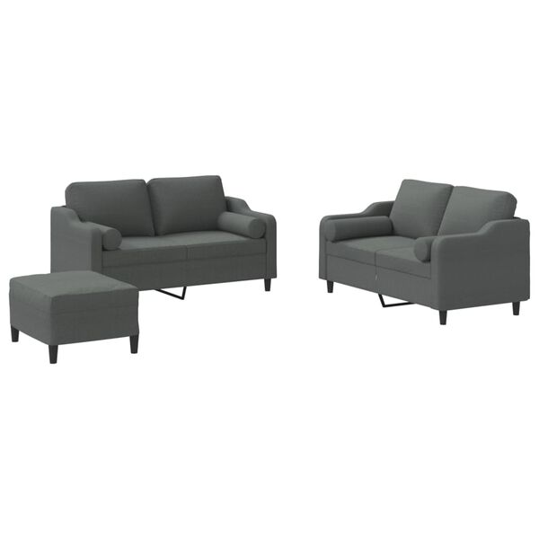 vidaXL Sofa Set Dark Gray Fabric Medium Durable Sofa Set Rectangular