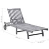 vidaXL Patio Sun Lounger Grey Solid Acacia wood Extra Long