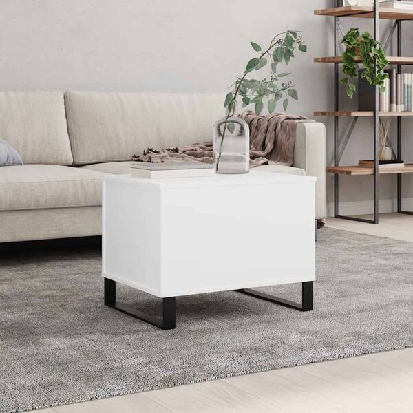 vidaXL Coffee Table White Engineered wood and metal Medium