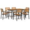 vidaXL 7 Piece Patio Dining Set Solid Wood Acacia and Metal