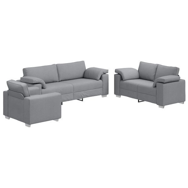 vidaXL Sofa 3 pcs Light Grey Linen-blend Fabric