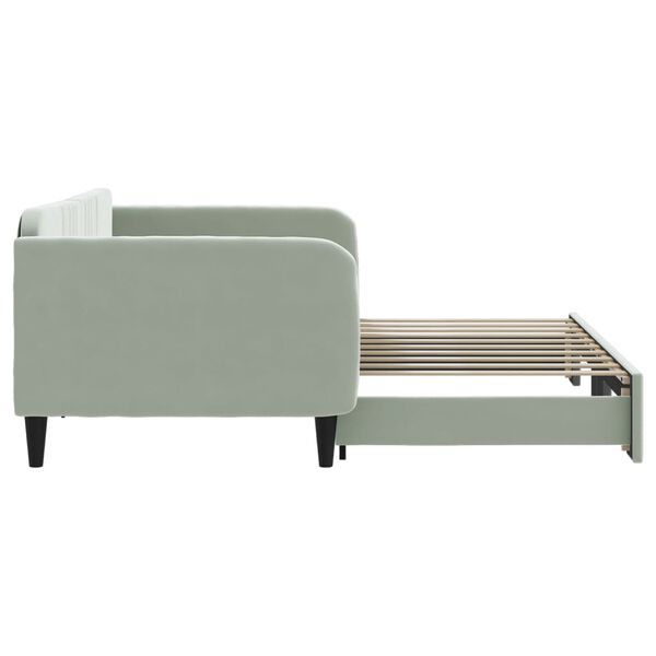 vidaXL Daybed with Trundle without Mattress Light Gray 39.4"x74.8" Velvet