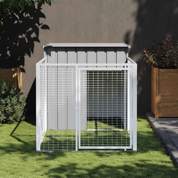vidaXL Dog House Light grey Galvanized steel 43.3 x 79.1 x 43.3 in