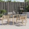 vidaXL Garden Chair Set of 4 Mix Beige Poly Rattan Standard Foldable
