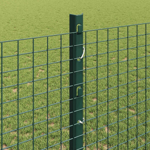 vidaXL Fence with Post Green 3.94 x 82.02 ft Steel and PVC