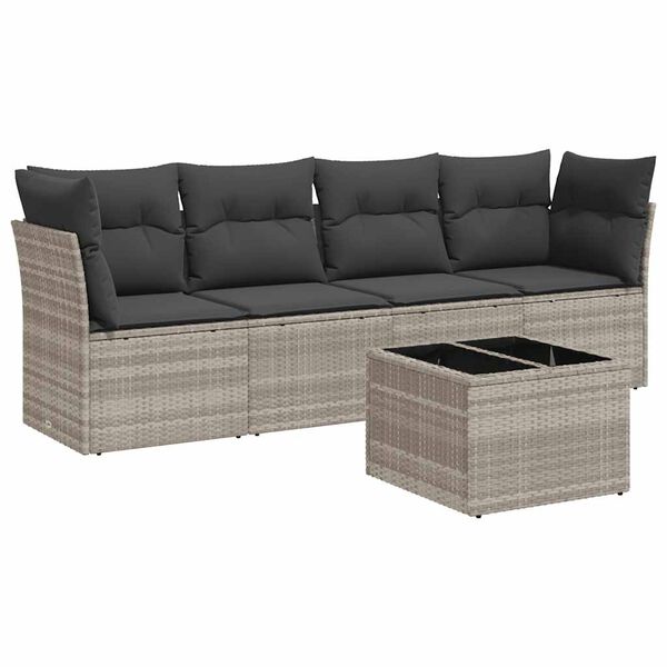 vidaXL Patio Sofa Set Light Gray, Dark Gray Cushions