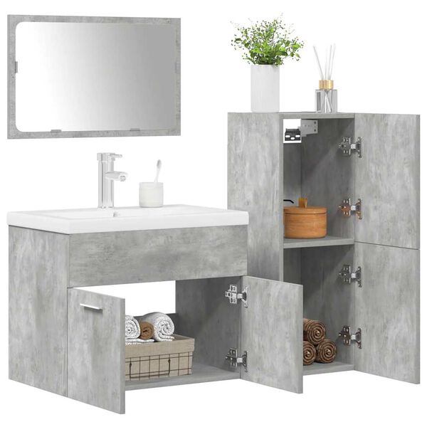 vidaXL Bathroom Furniture Set Concrete Grey Engineered wood, Ceramic