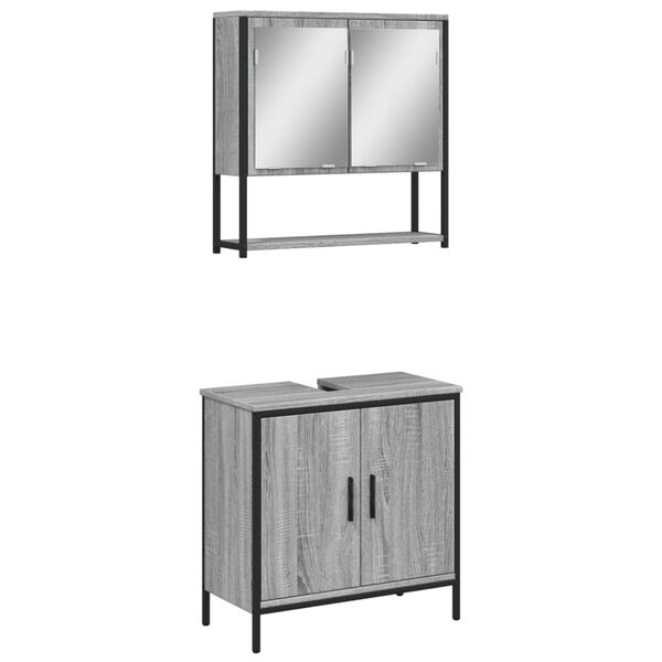 vidaXL Bathroom Furniture Set Grey sonoma