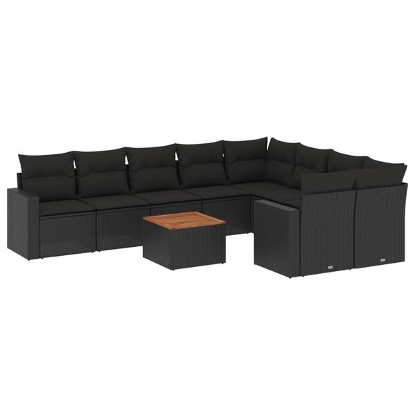 vidaXL Garden Sofa Set Black PE rattan Large Garden Sofa Set