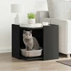 vidaXL Cat Litter Box Enclosure Black Engineered Wood Compact