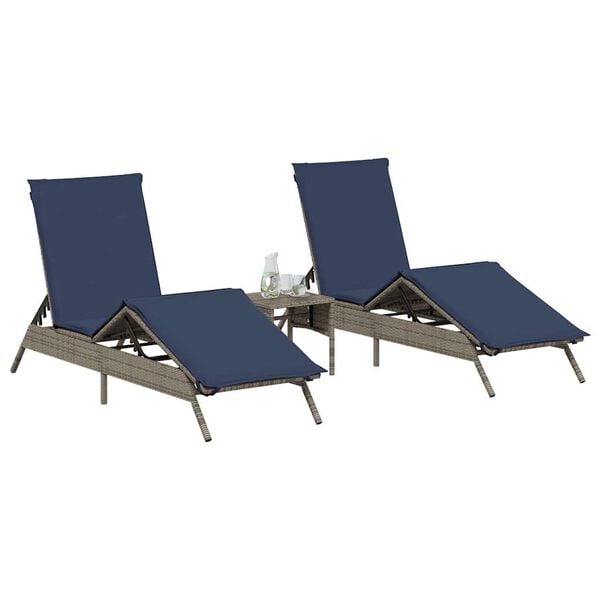 vidaXL Patio Sun Lounger Gray Poly Rattan Standard Size