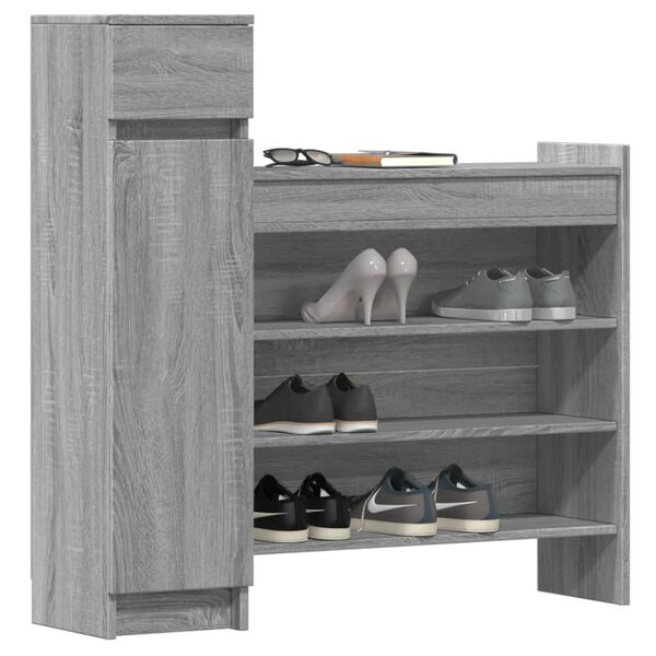 vidaXL Shoe Cabinet Gray Sonoma 39.6"x11"x39.4" Engineered Wood