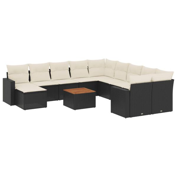 vidaXL Garden Sofa Set Set of 12 Black, Cream White
