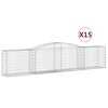 vidaXL Gabion Basket Set of 15 Silver Galvanized Iron Large Durable