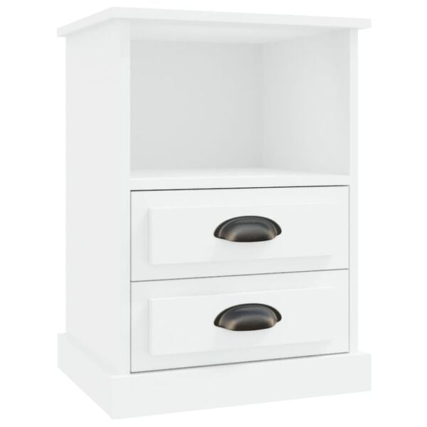 vidaXL Bedside Cabinet White Engineered wood Standard Bedside Cabinet