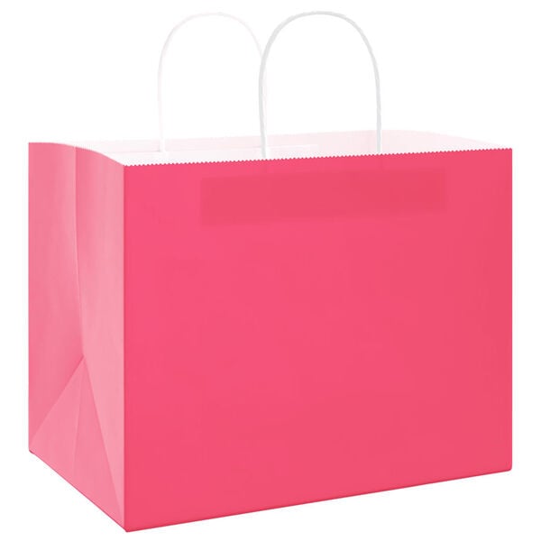 vidaXL Paper Bags 250 pcs with Handles Pink 32x22x24 cm
