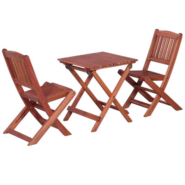 vidaXL Bistro Set Brown Solid eucalyptus wood with an oil finish Small