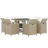 vidaXL Garden Dining Set Beige PE rattan, steel, tempered glass Standard